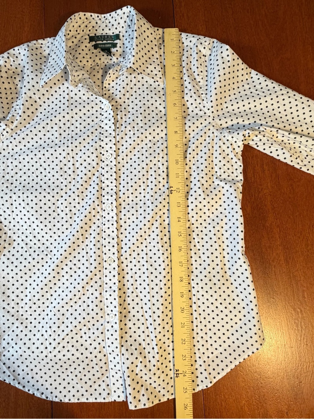Lauren Ralph Lauren Polka Dot Button Down White Black Parisian Chic Medium - Picture 9 of 11